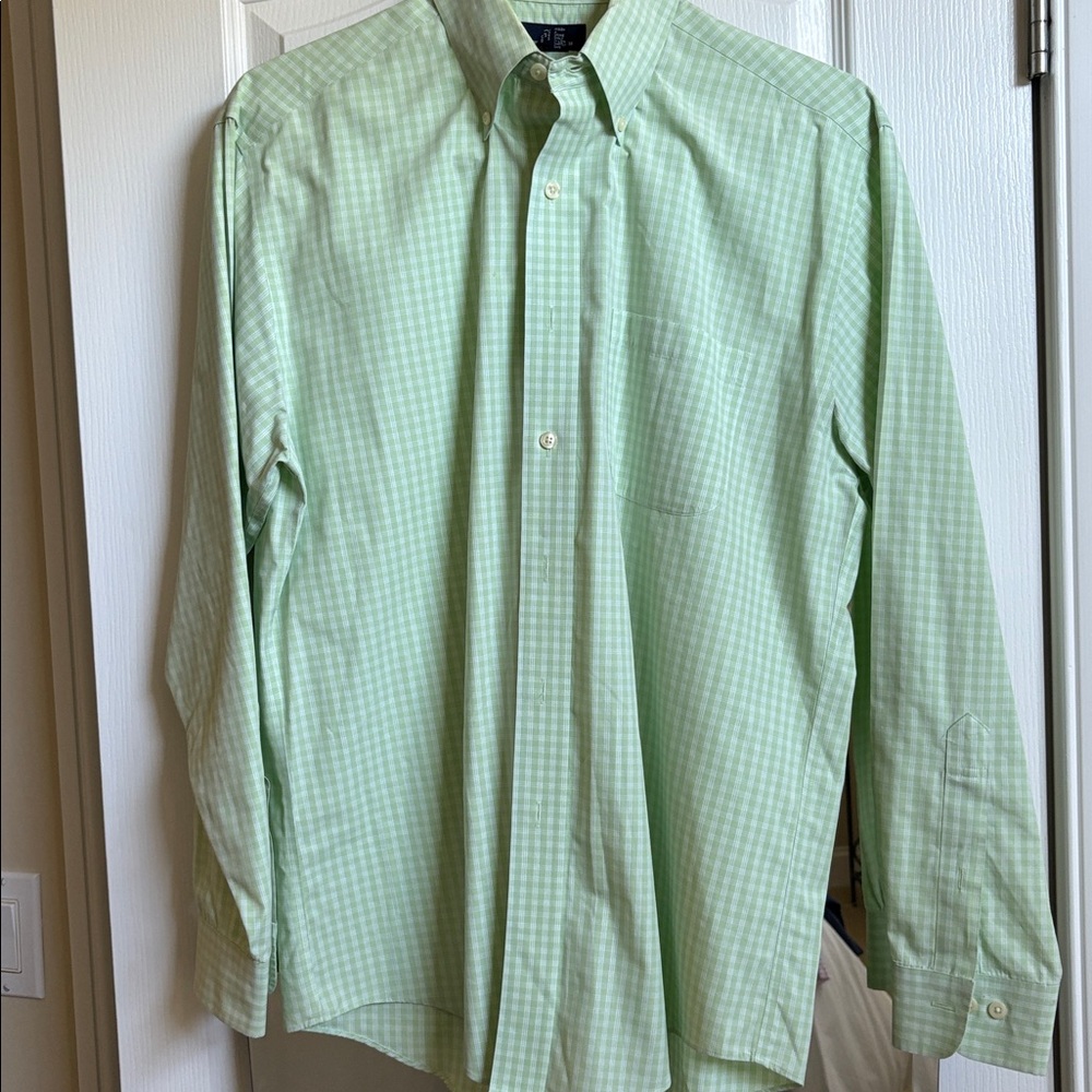 Brooks Brothers Green Checked Casual Button Down Shirt